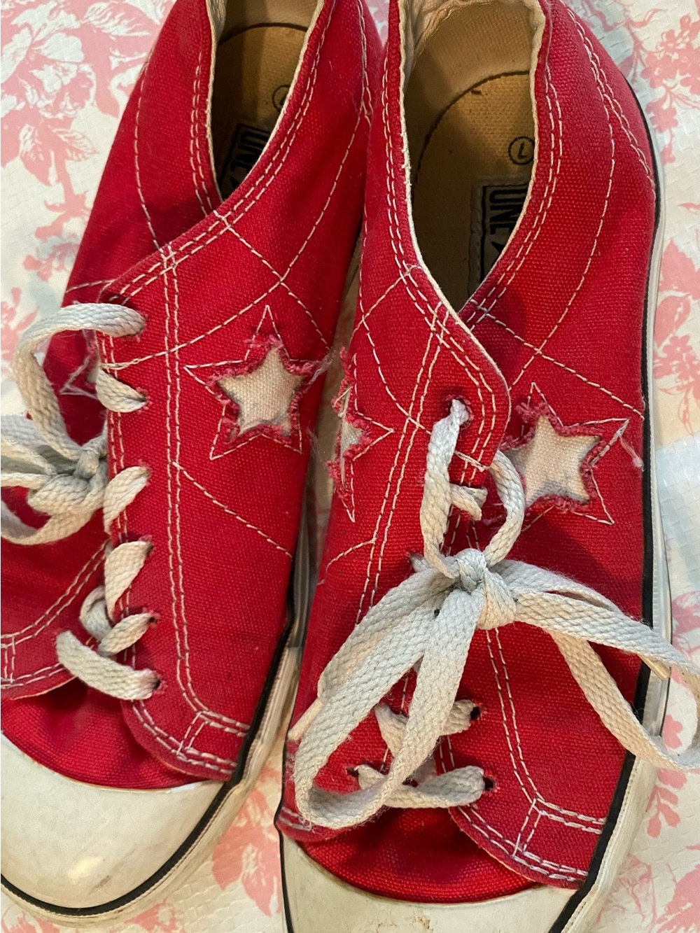 Red Converse Star Accent Canvas Sneakers
